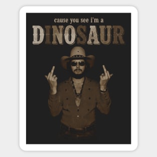 Vintage Dinosaur Hank Williams Jr - Brown Sticker